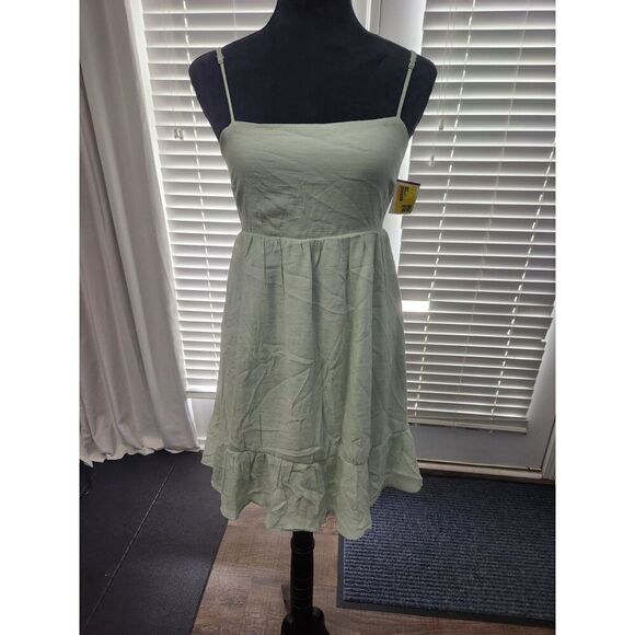 Love Tree Sage Green Open-Back Mini Dress - Size L - Picture 1 of 6